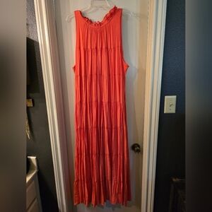 Entro Hibiscus Kisses Coral Maxi Dress